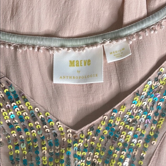 Anthropologie Maeve Blush Sequin Embellished Blouse - Picture 6 of 9